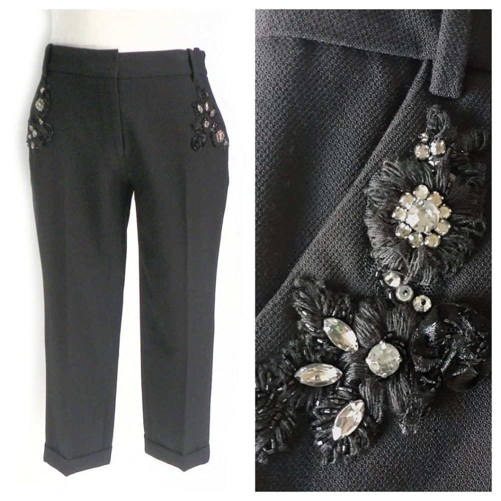 Robert Rodriguez Black Crop Pants Embellished NWOT